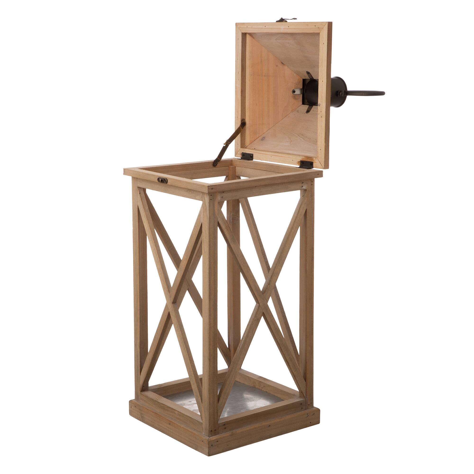 Glitzhome® Brown Wooden Modern Farmhouse Lantern Set